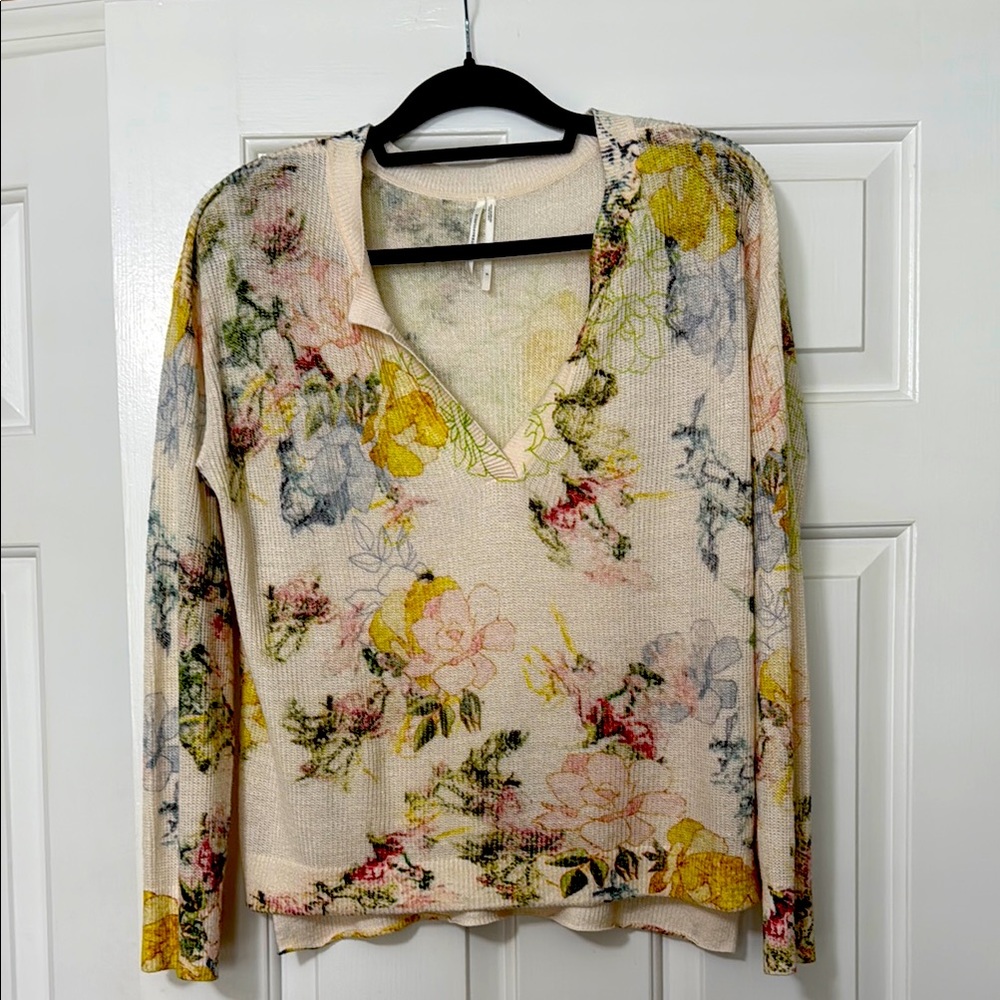 Floral Lightweight Linen Blend Sweater Anthropologie